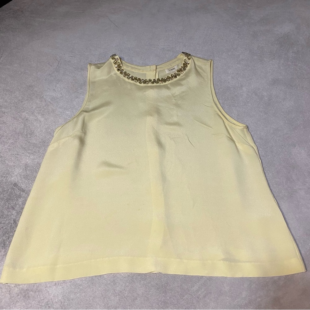 J.Crew JCrew Collection Silk Beaded Shell Tank Size 16 Light Pineapple *flaw